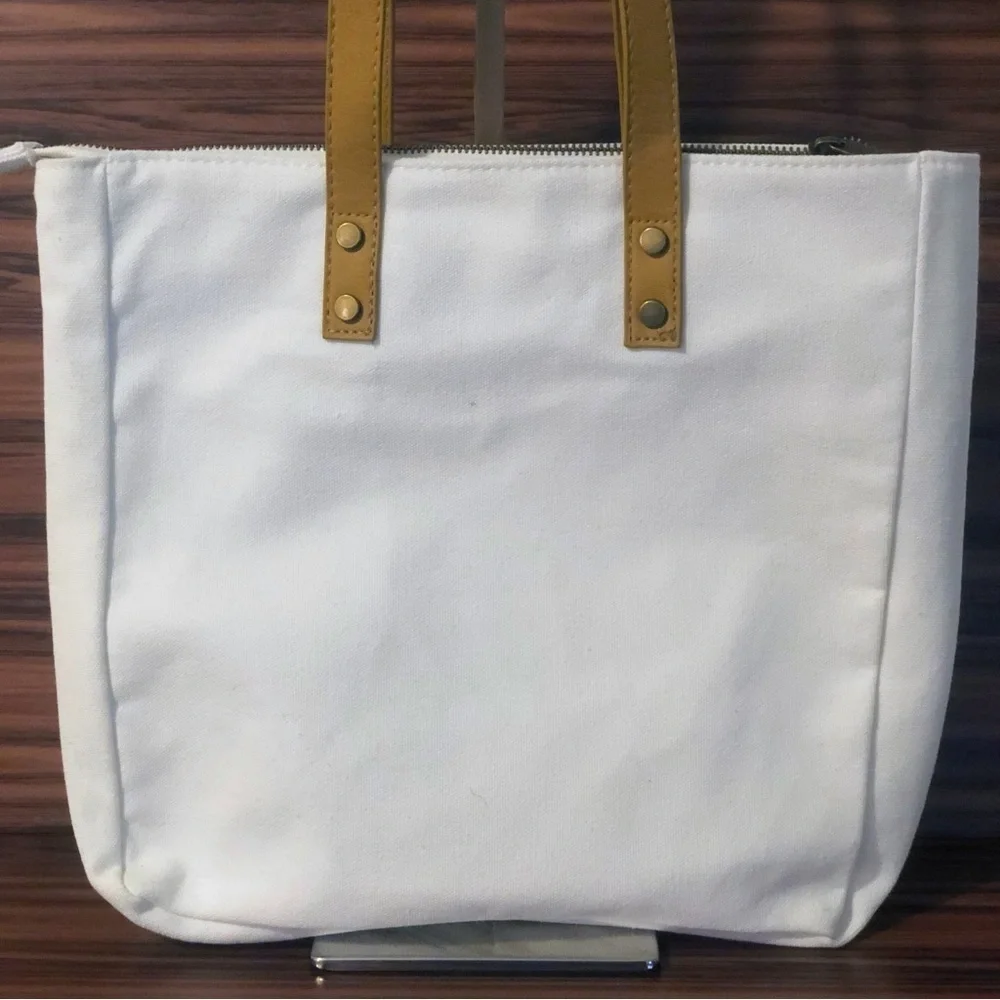 Cozy Earth Canvas & Faux Leather Reusable Tote Bag - Picture 3 of 8